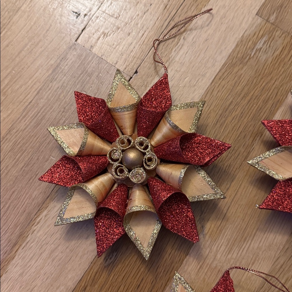 NWOT 3 Vintage Martha Stewart Everyday Festive Red & Gold Holiday Ornaments - Picture 2 of 4